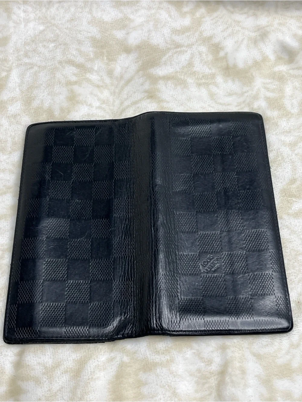 Louis Vuitton Damier Infini Black Leather Long Wallet Checkbook Wallet